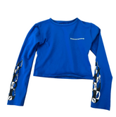 CHROME HEARTS: Blue Cropped Long Sleeve Tee