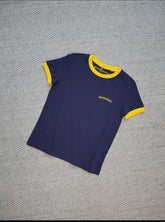 CHROME HEARTS : NAVY BLUE/YELLOW T-SHIRT
