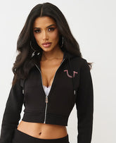 TRUE RELIGION: HORSESHOE STITCH SHRUNKEN ZIP HOODIE