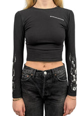 CHROME HEARTS: Blk Long Sleeve Crop Top