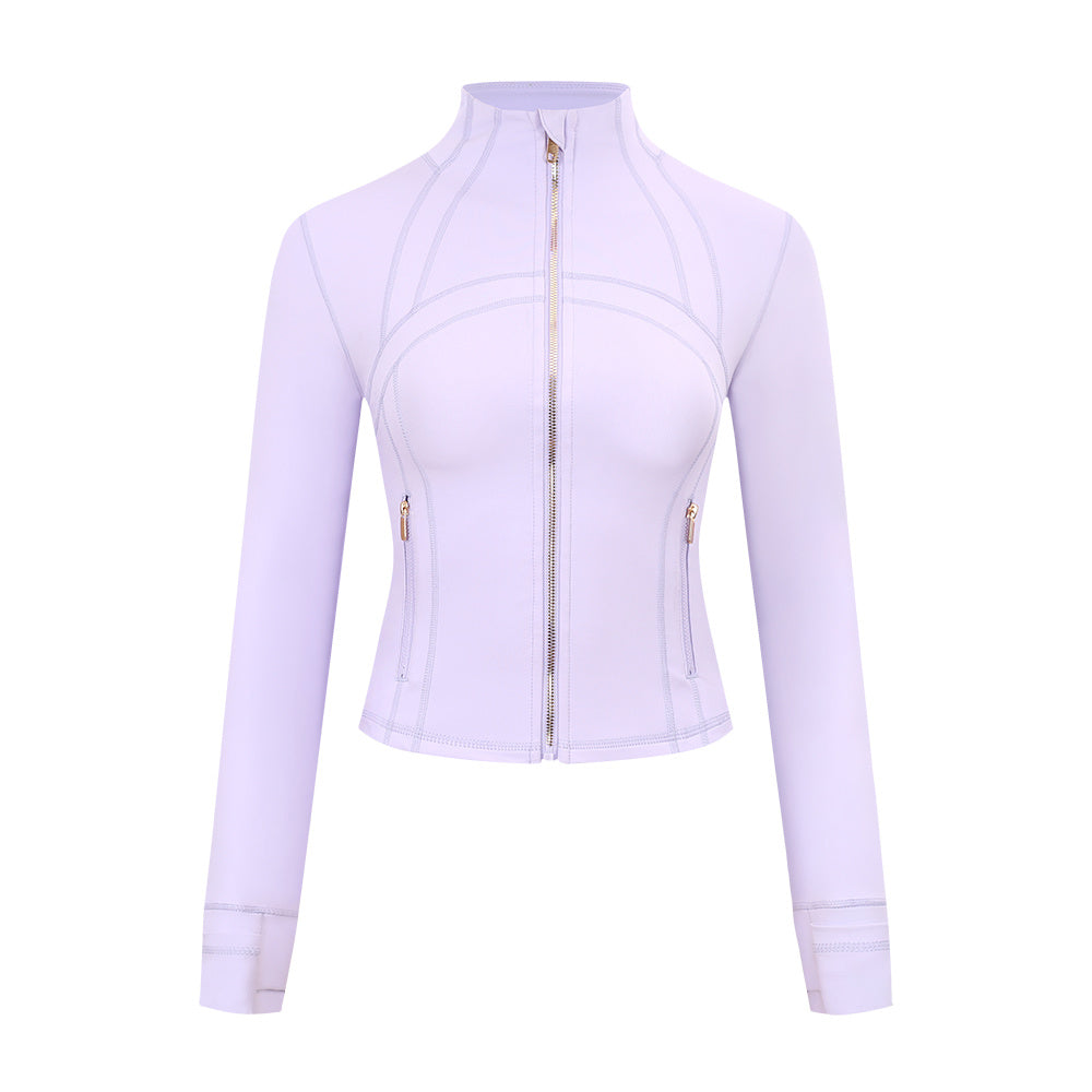 LULULEMON: Lavender Frost Gold Zipper Cropped Short Set