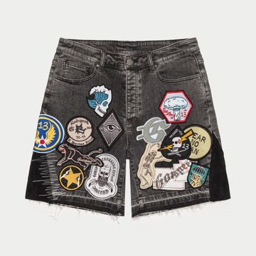 Godspeed: Patchwork Denim Shorts V2 (Grey)