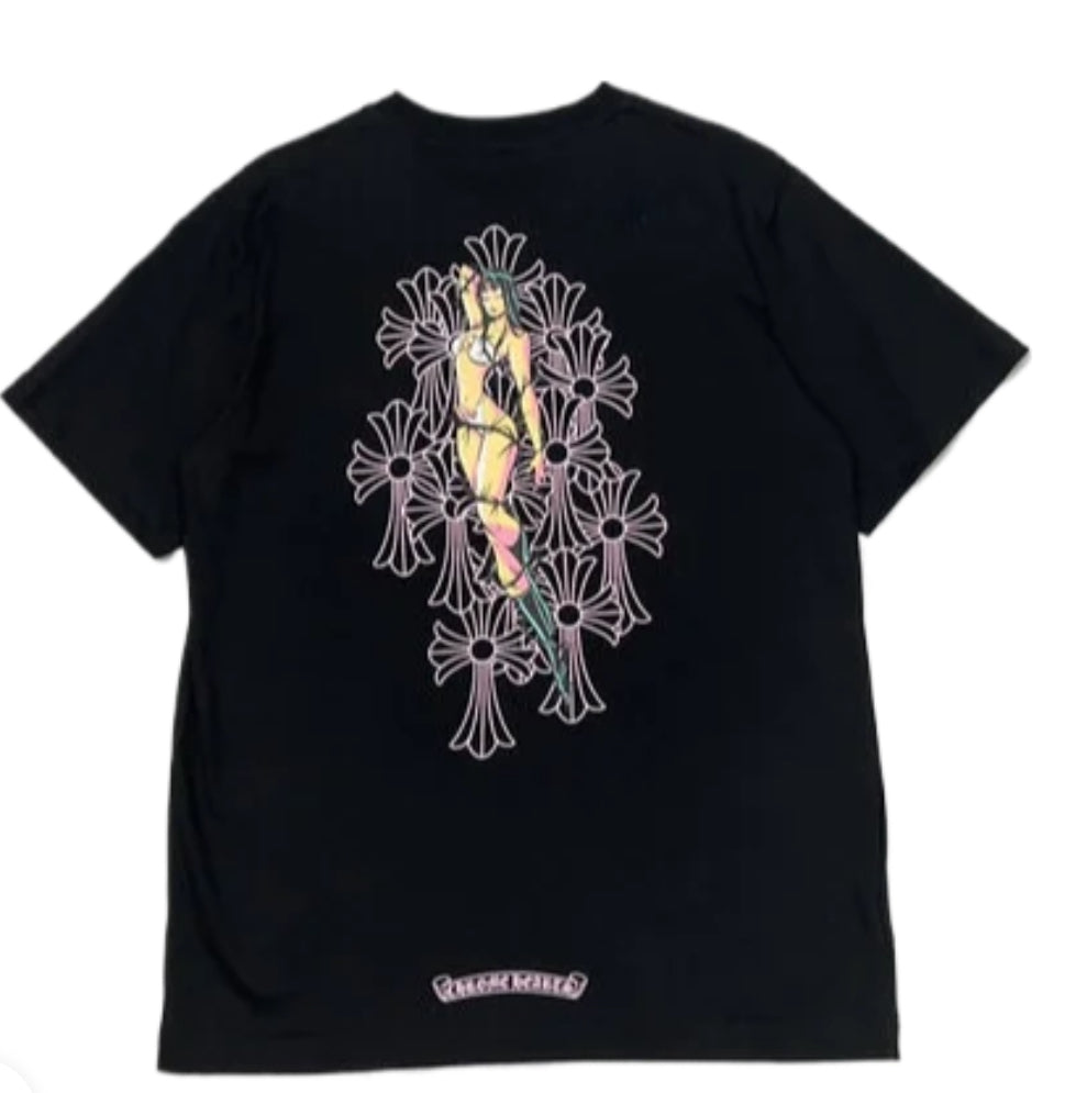 Chrome Hearts: Black Deadly Doll Cemetery Crosses T-Shirt
