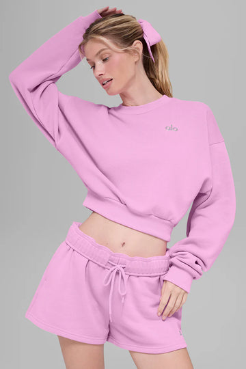 ALO: Cropped Accolade Crewneck Candy Heart Pink
