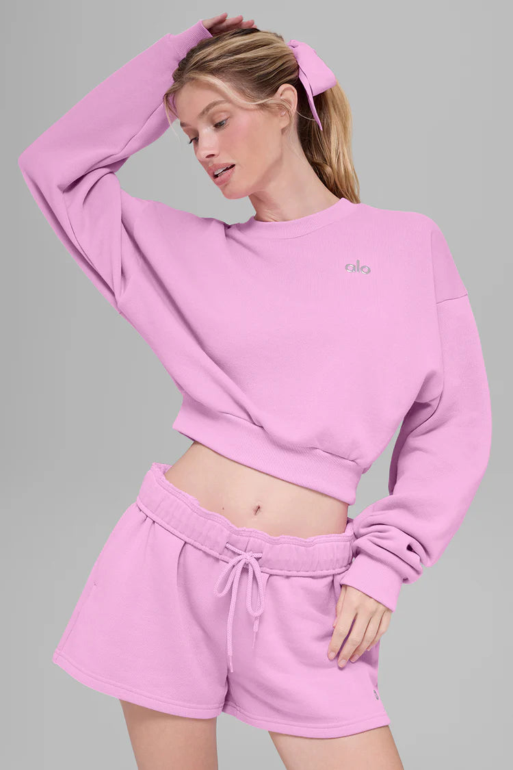 ALO: Cropped Accolade Crewneck Candy Heart Pink