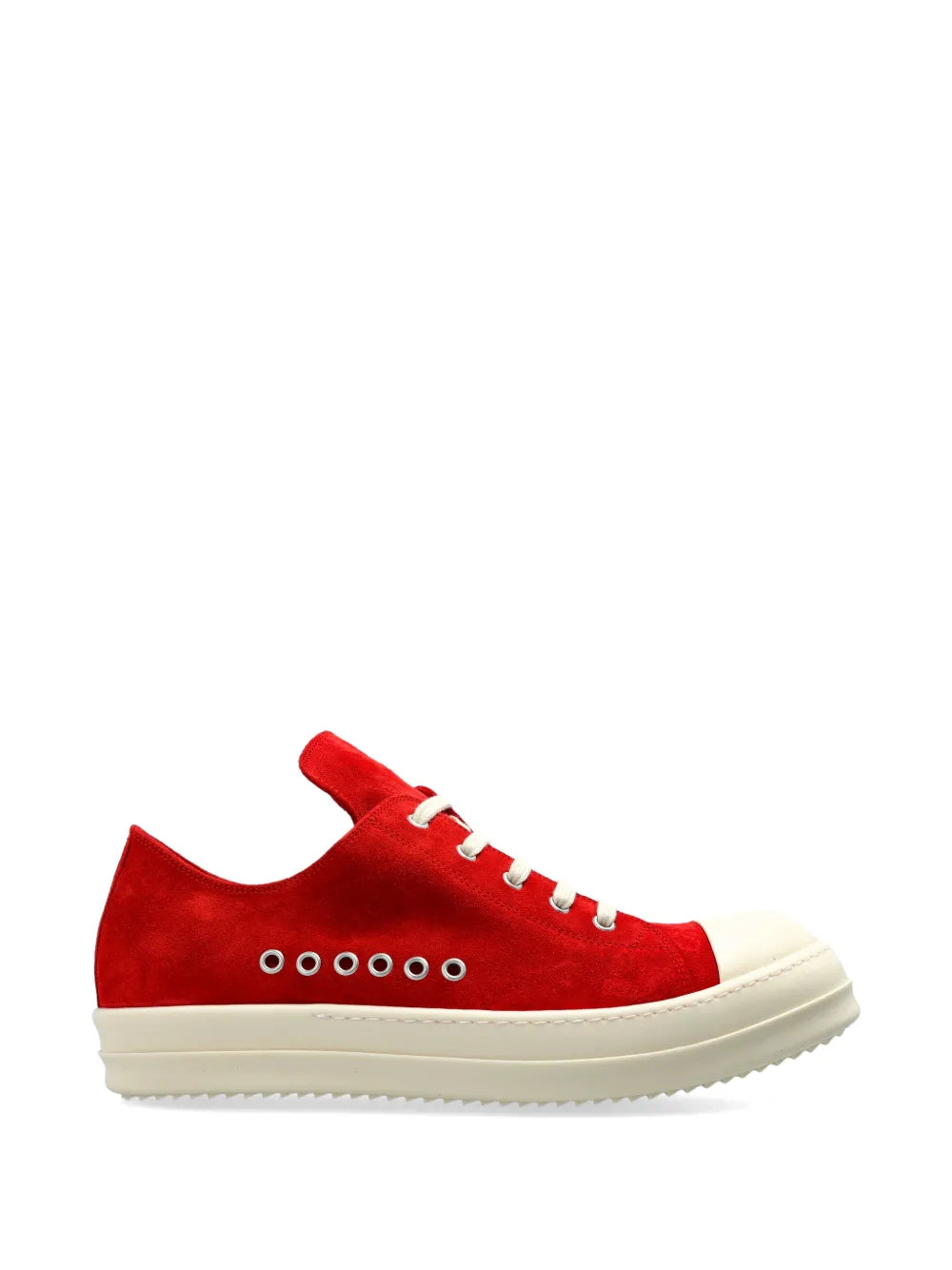 RICK OWEN: Extreme Low Suede Red Sneakers