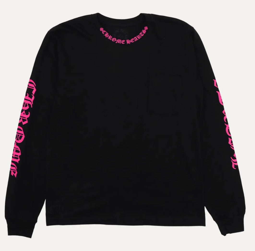 Chrome Hearts Pink Neck Long Sleeve T-Shirt