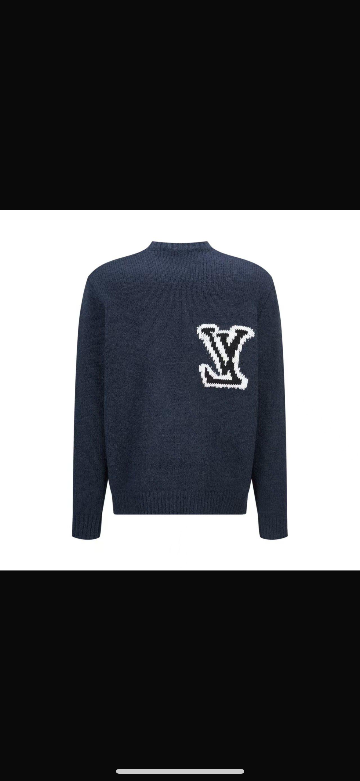 LOUIS VUITTON : LV INTARSIA NAVY BLUE CREW NECK