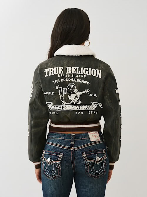 TRUE RELIGION: SHERPA COLLARED AVIATOR JACKET