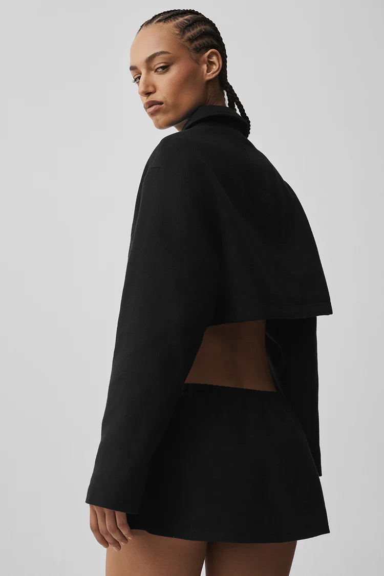 Alo: Cropped Fan Favorite Full Zip Jacket Black