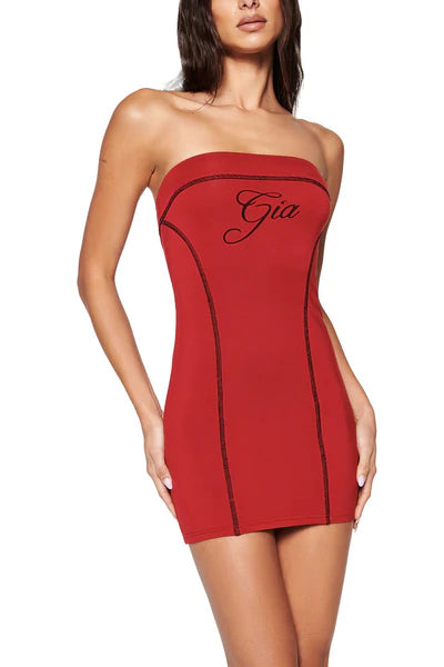 I AM GIA: BLARE TUBE MINI DRESS RED