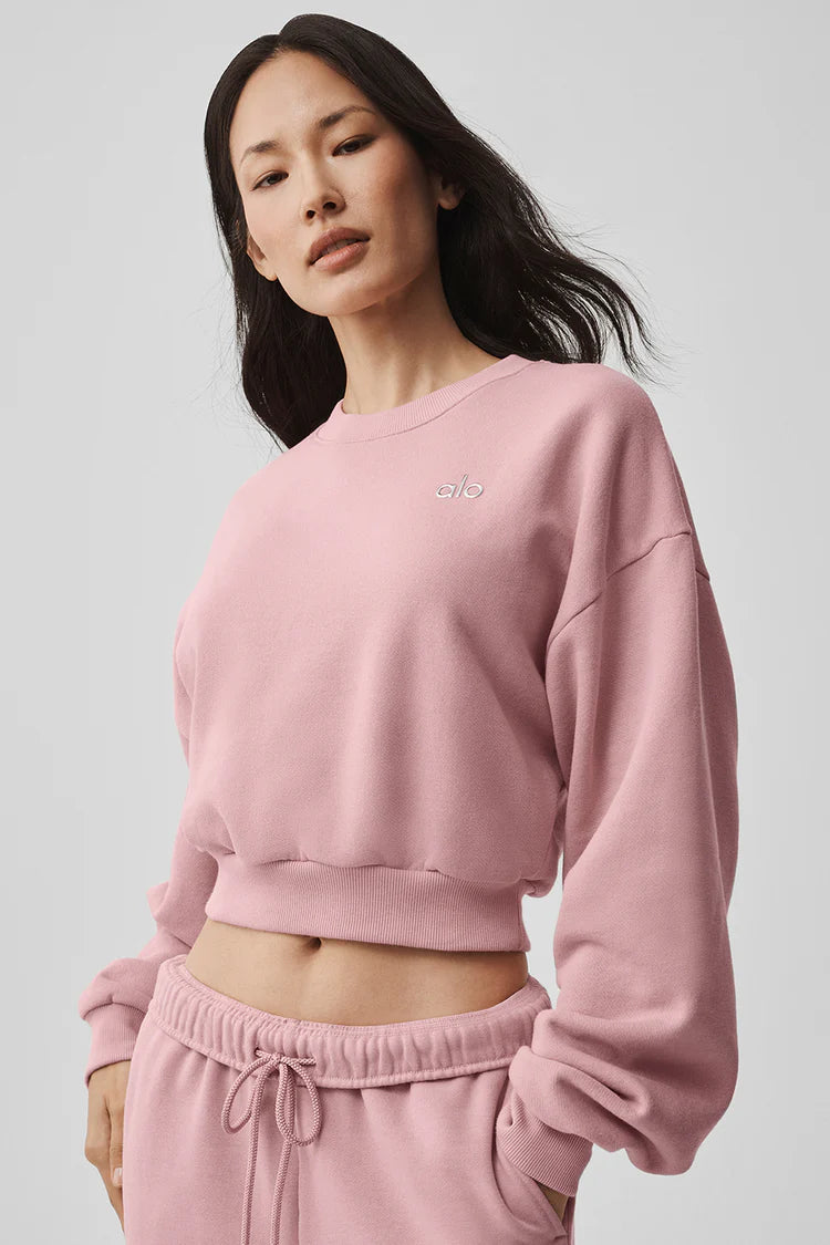 ALO: Cropped Accolade Crewneck Vintage Pink