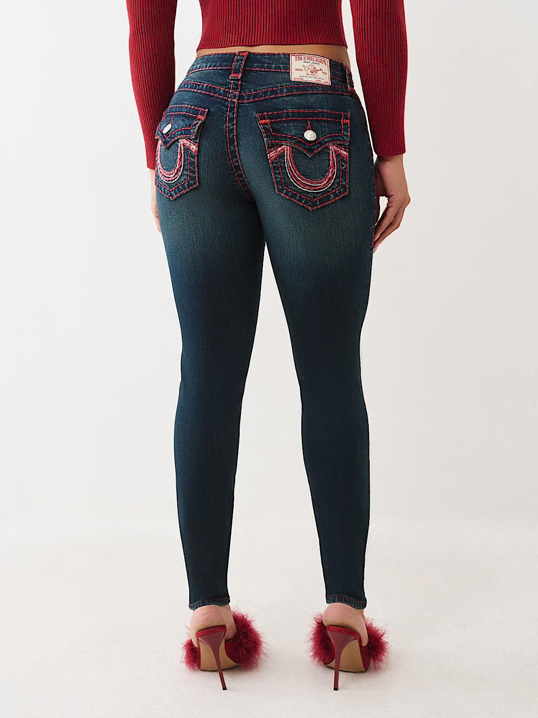 TRUE RELIGION: JENNIE MR LUREX SUPER T CURVY SKINNY JEAN