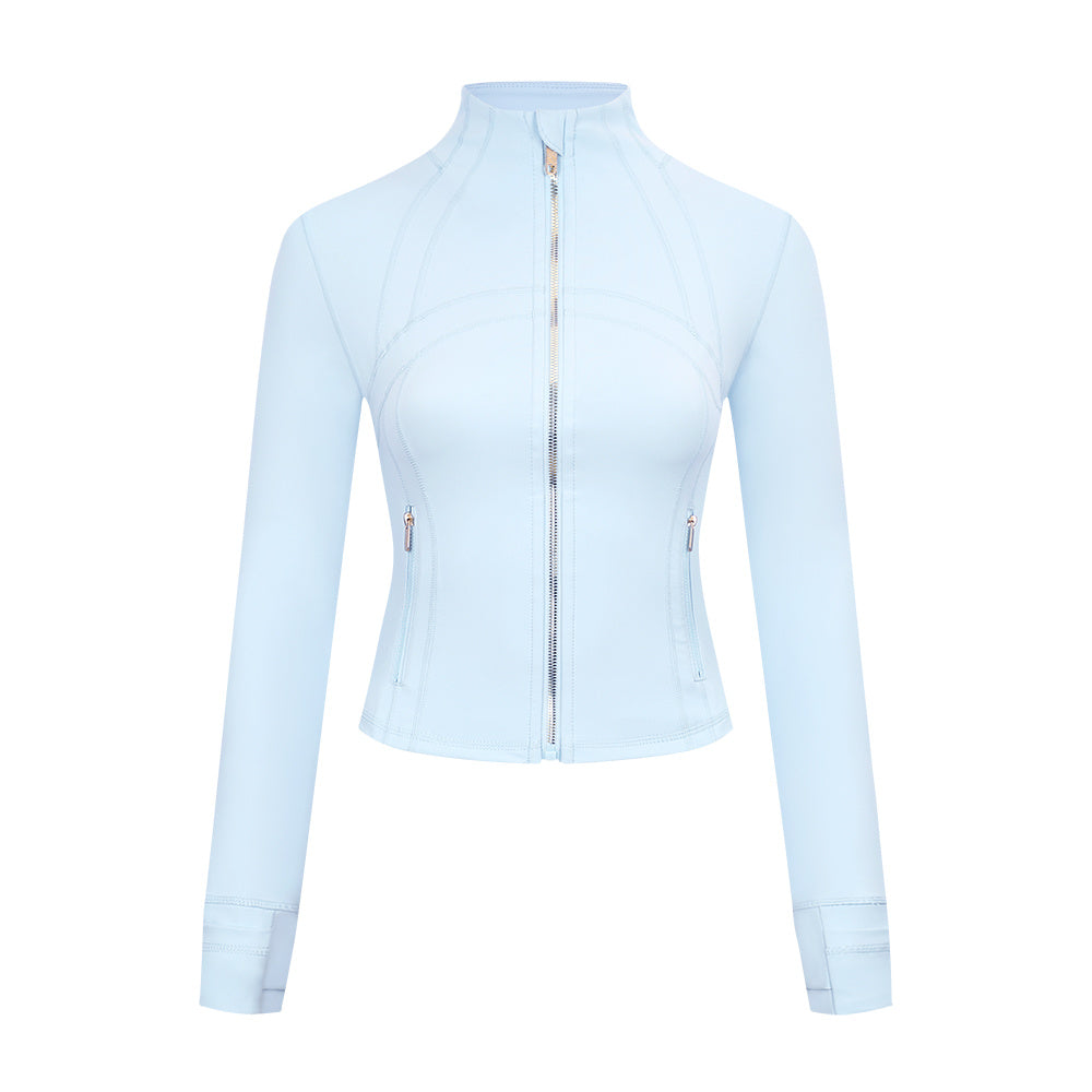 LULULEMON: Powder Blue Gold Zipper Cropped Short Set