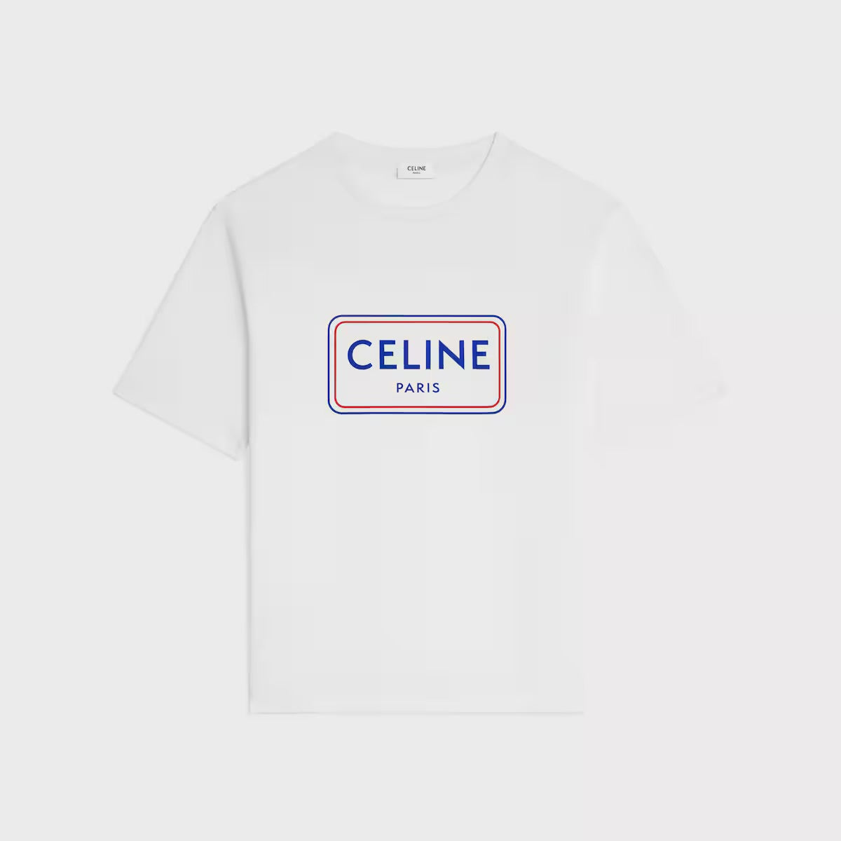 CELINE: LOOSE T-SHIRT IN COTTON JERSEY OPTIC WHITE/RED/ DENIM BLUE