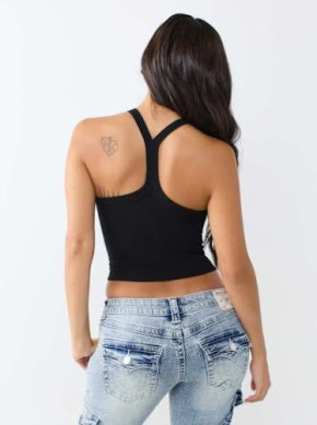 TRUE RELIGION: BUDDHA CLASSIC RACERBACK TANK BLACK
