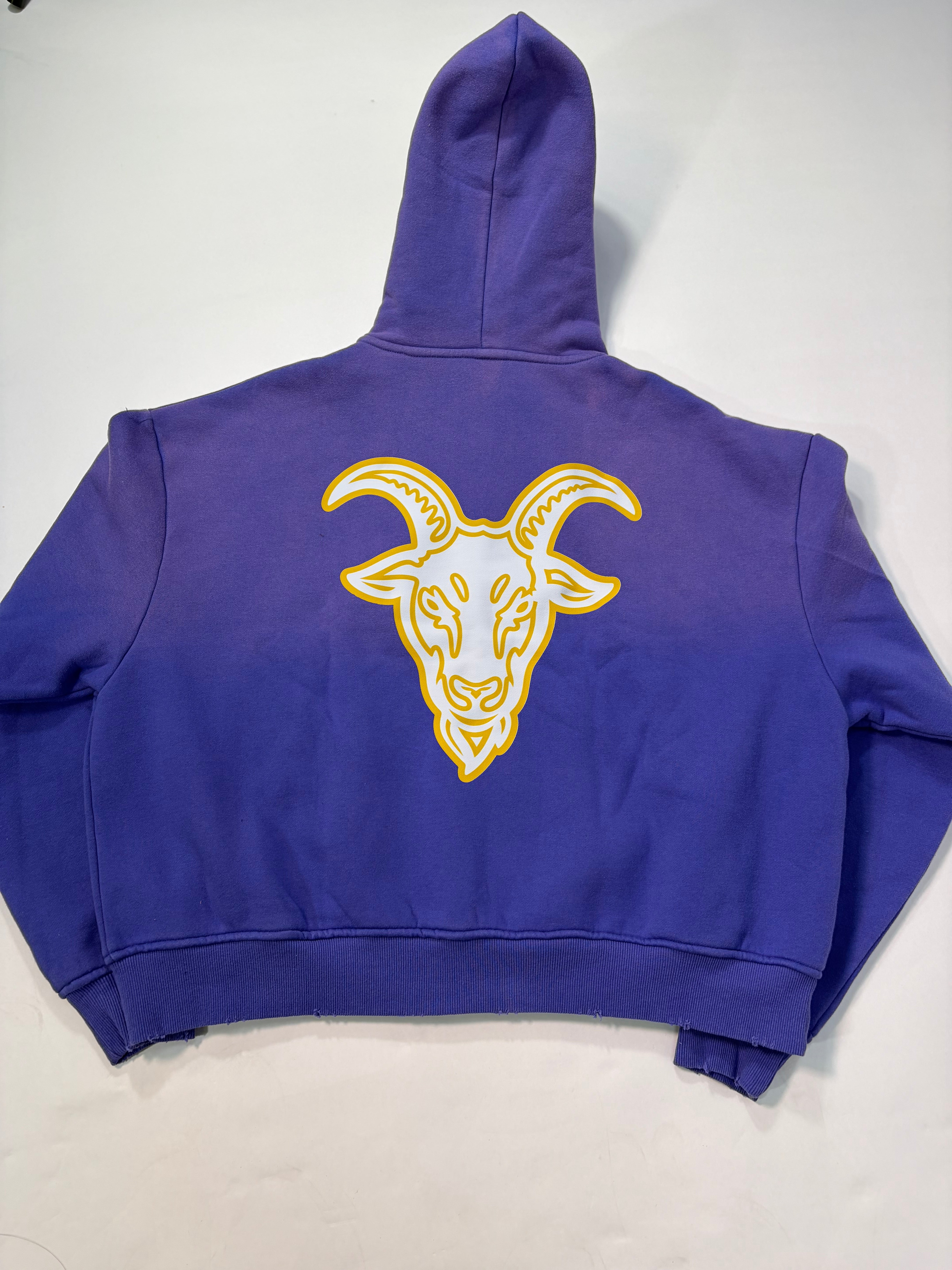 GOAT ERA: PURPLE/YELLOW ZIP UP HOODIE