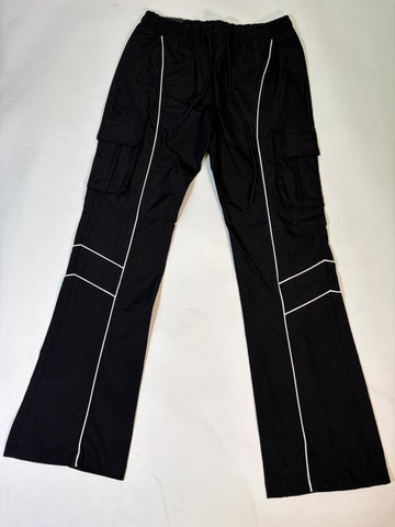 REBEL MINDS: Black Color-block Track Pants