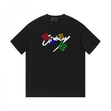 GIVENCHY: Black Multicolor Graphic Logo T-Shirt