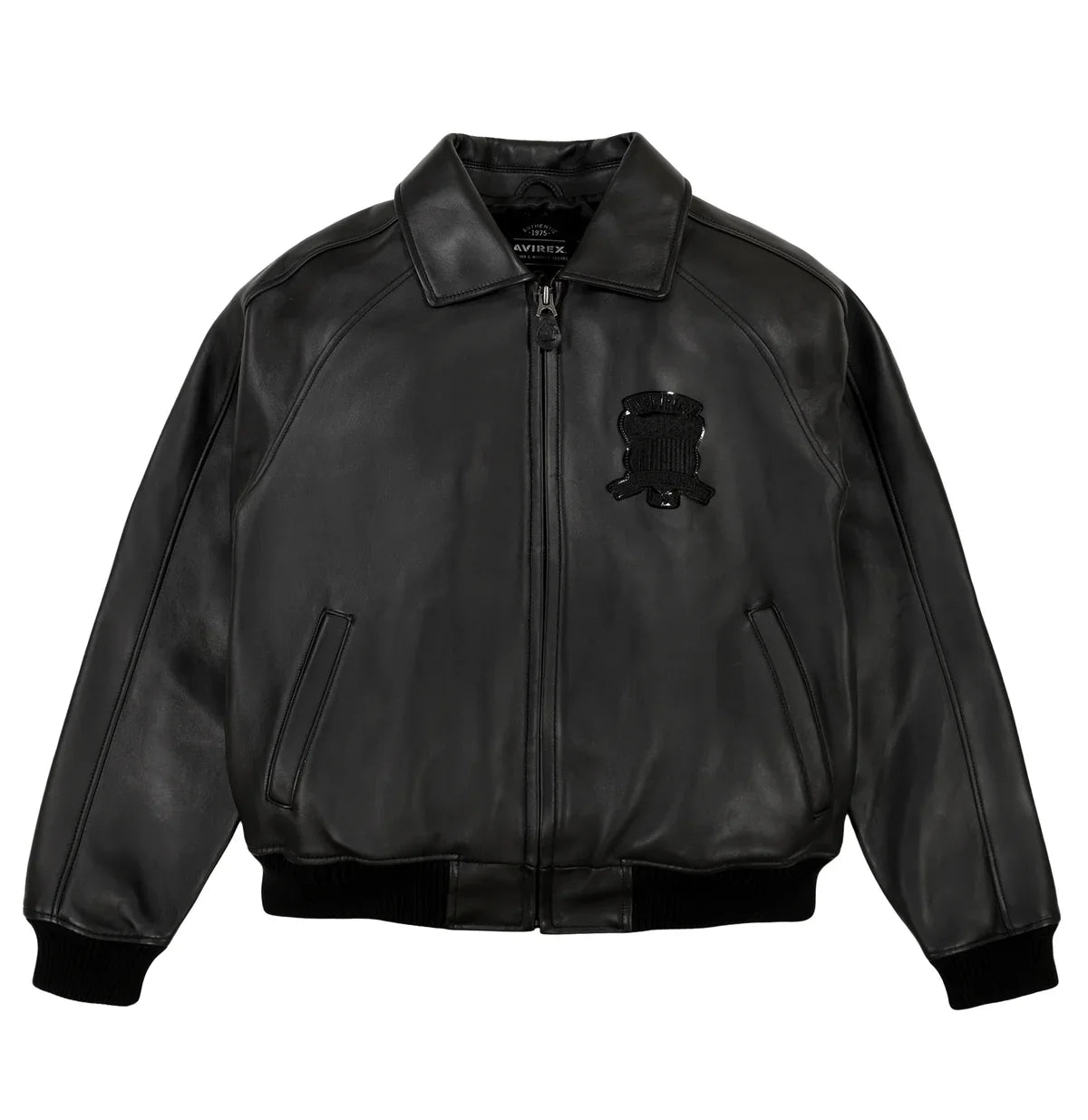 AVIREX : Black Leather Icon Jacket Men