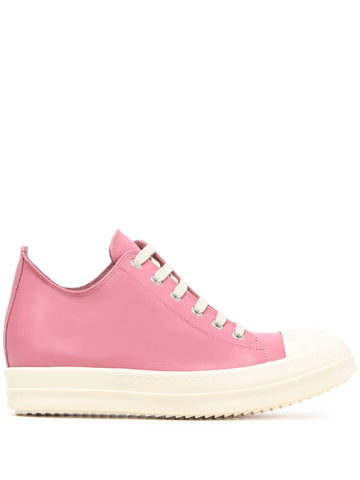 Rick Owens: Lace-Up Leather Low Top Sneakers Pink