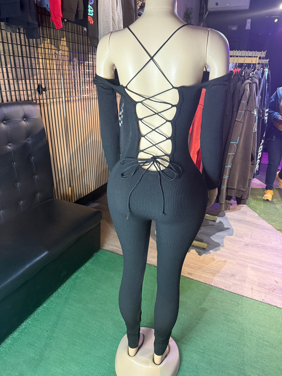 LACE UP BACKLESS JUMPSUIT