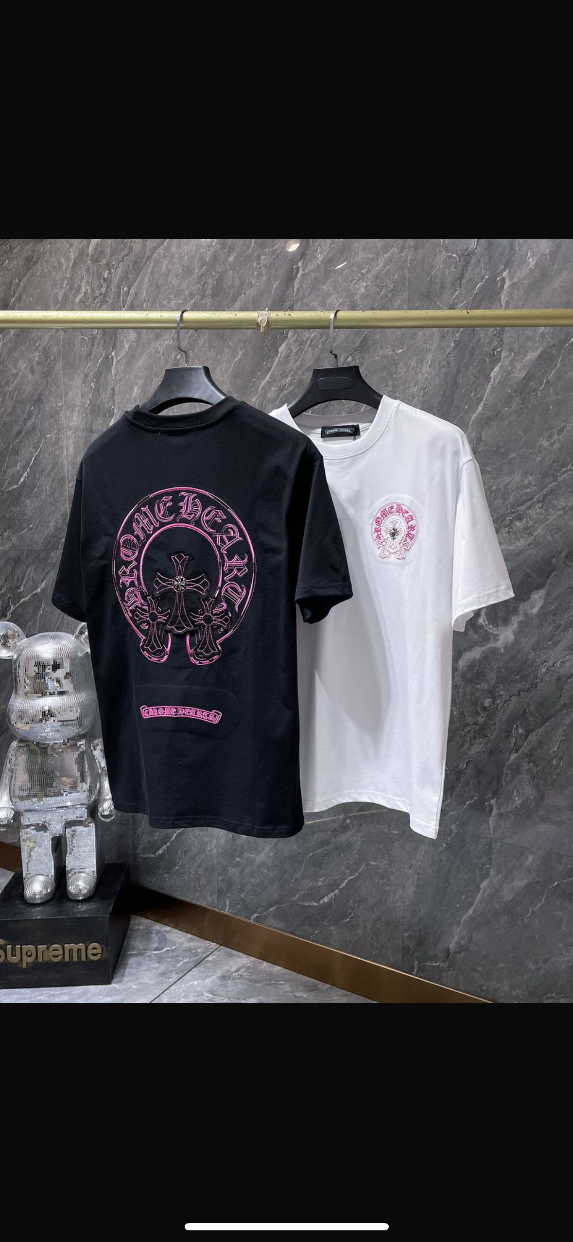 CHROME HEARTS:  BLK/PINK SHIRT