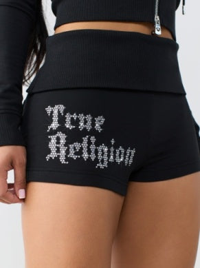 TRUE RELIGION: CRYSTALS FOLD OVER WB SHORTS