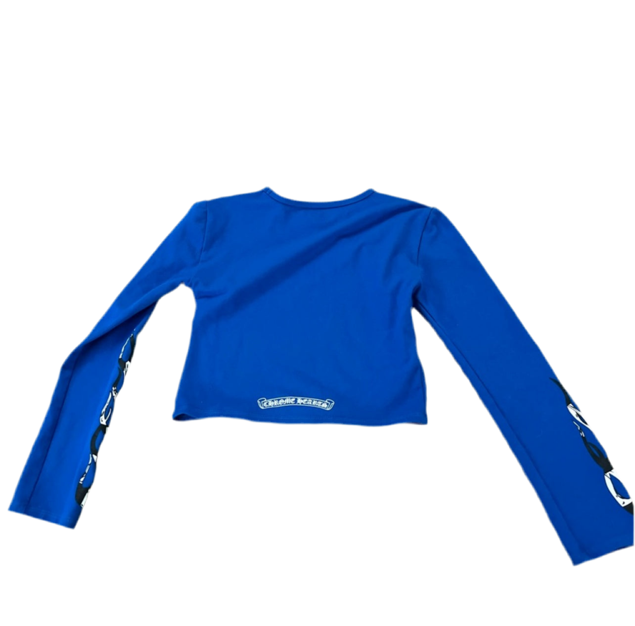 CHROME HEARTS: Blue Cropped Long Sleeve Tee