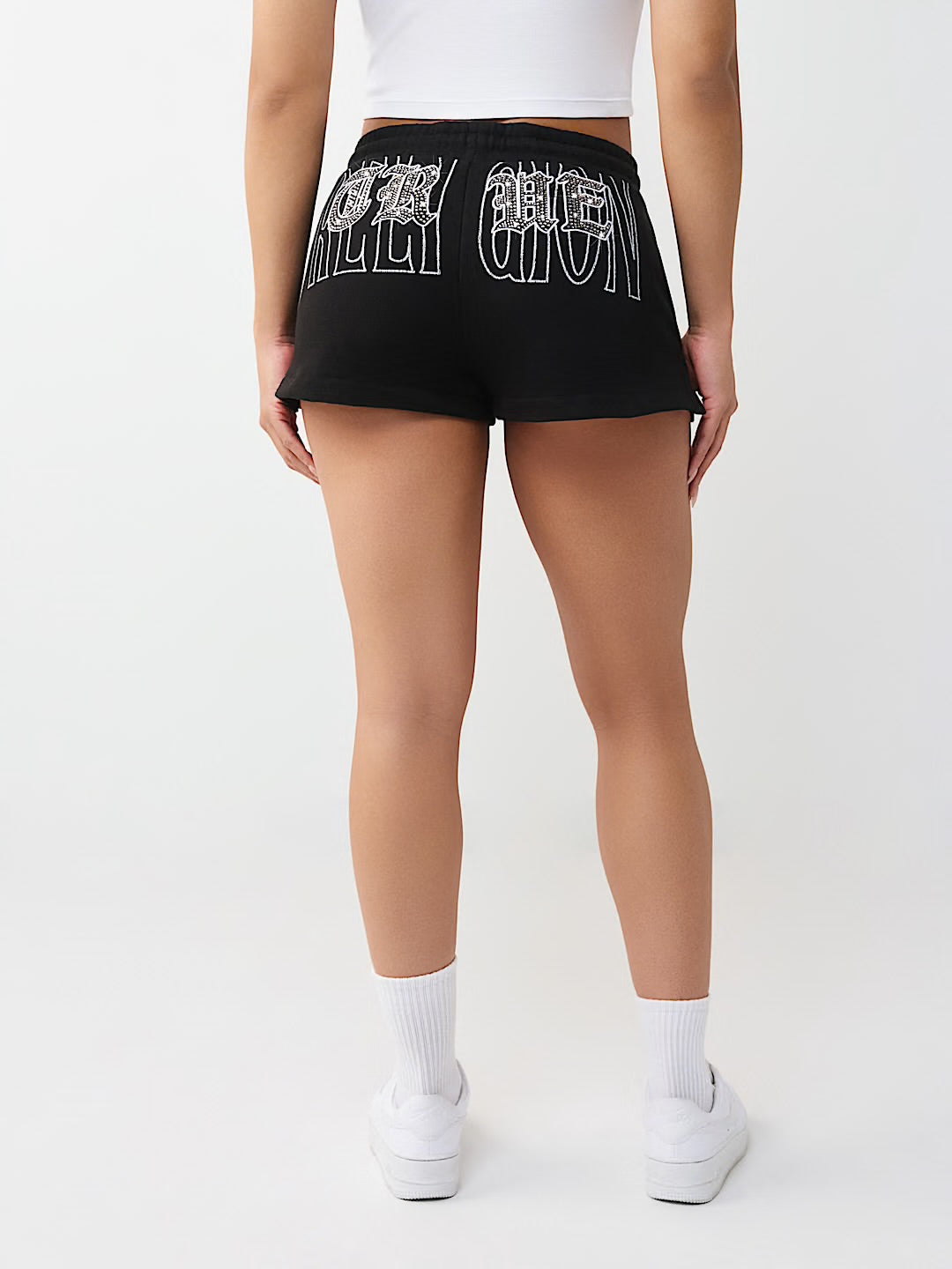 True Religion:Crystal Embroidered Lounge Short