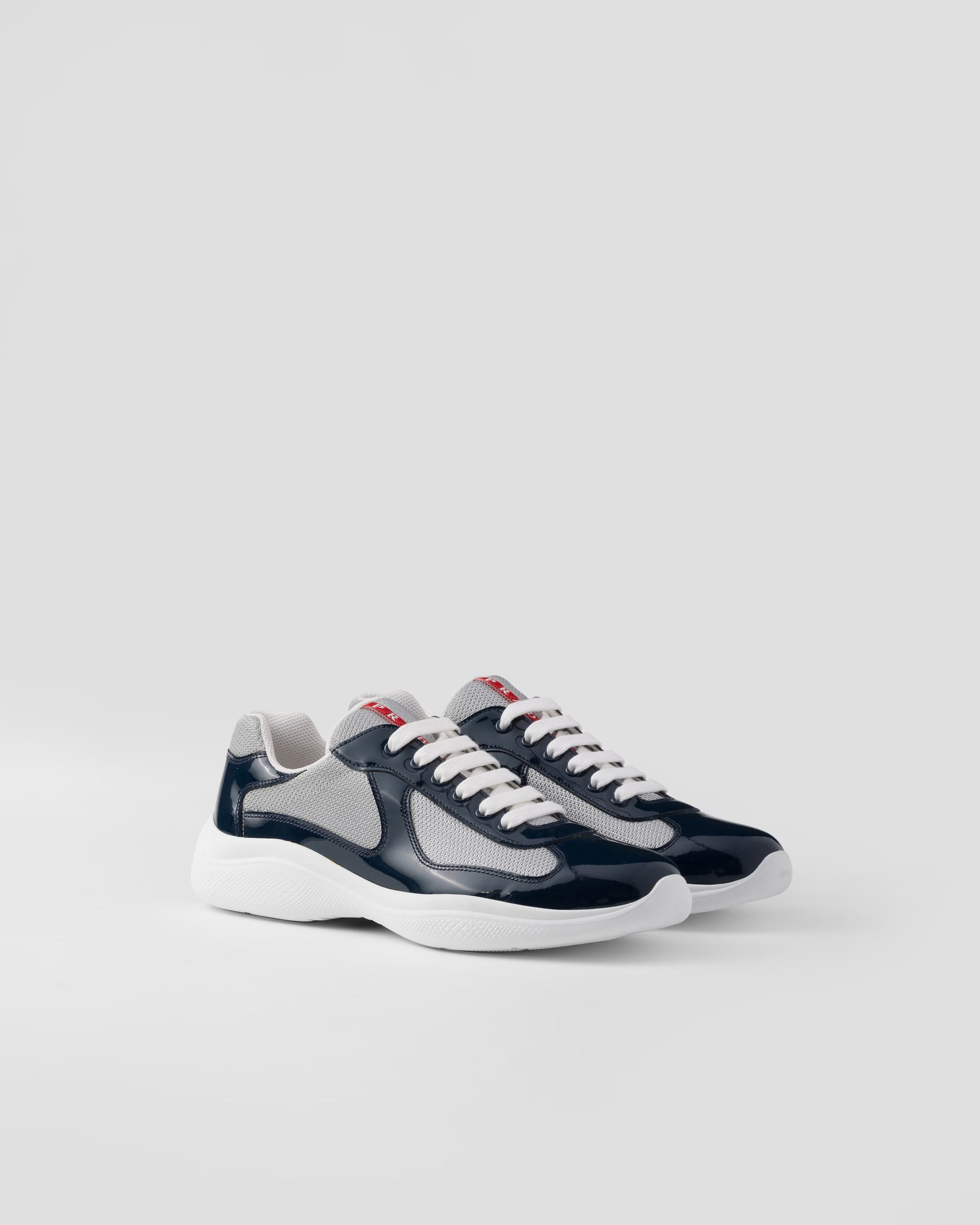Prada America's Cup Sneakers: Navy Blue/ Silver