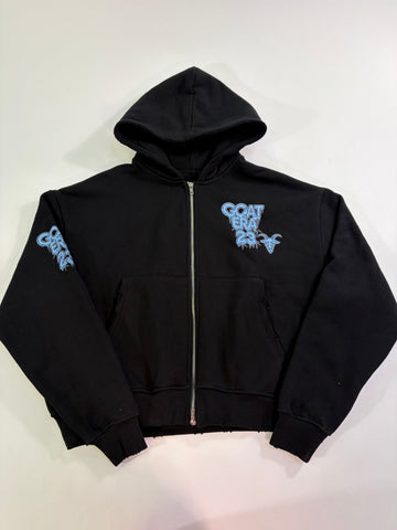 GOAT ERA: BLACK/BLUE ZIP UP HOODIE