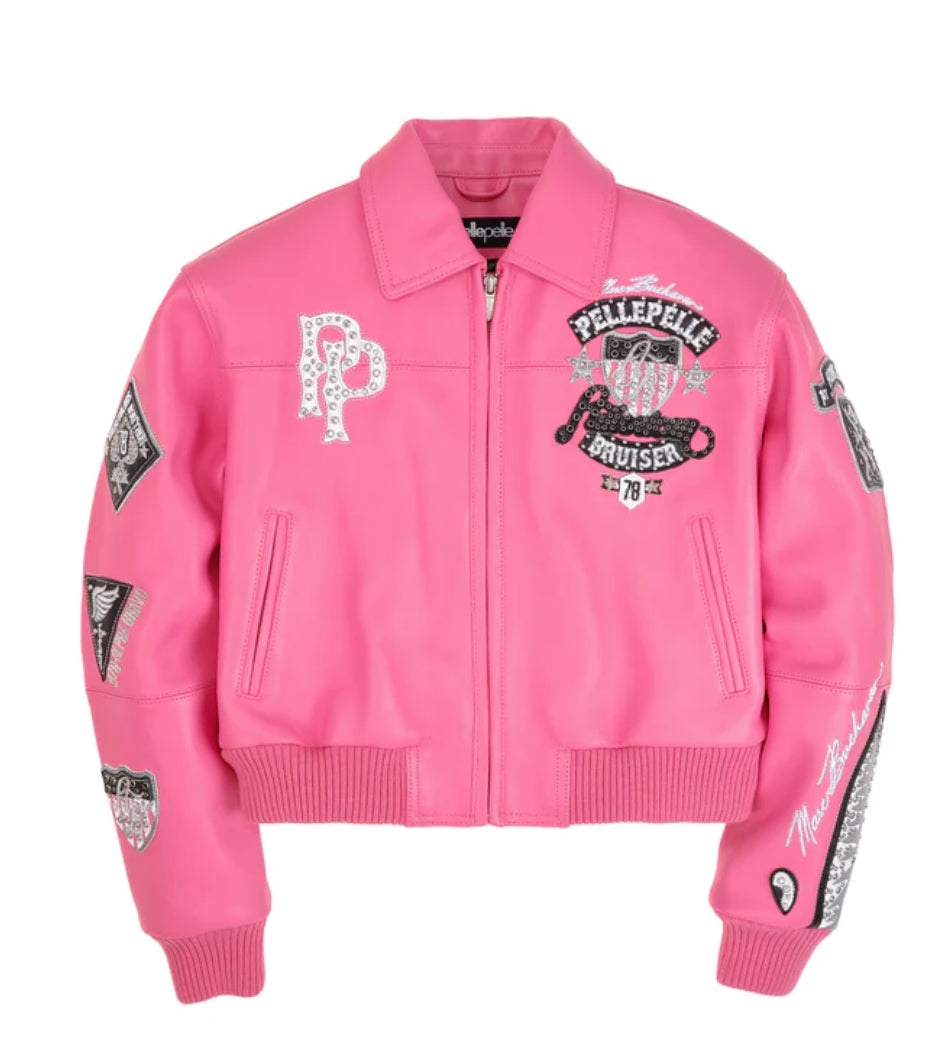 PELLE PELLE: American Bruiser Pink Cropped Jacket | Women