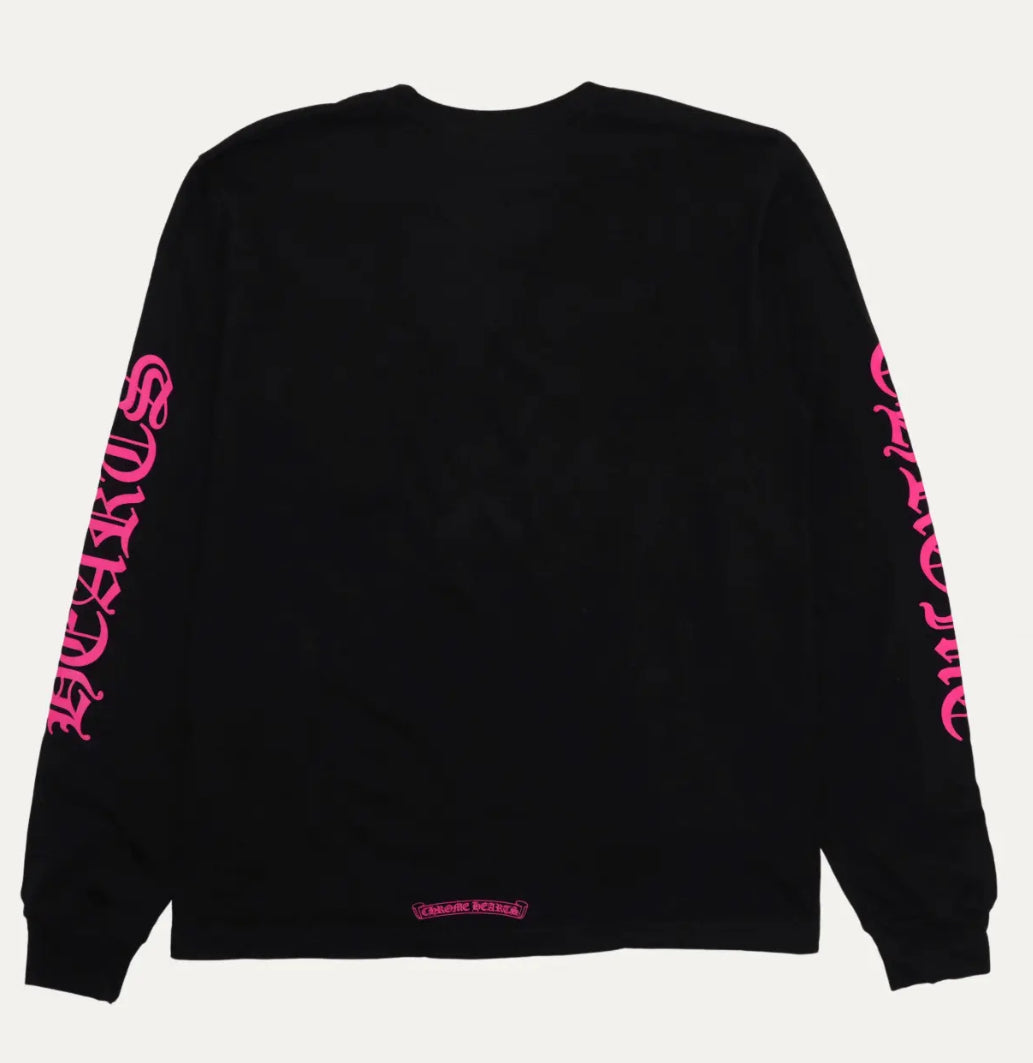 Chrome Hearts Pink Neck Long Sleeve T-Shirt