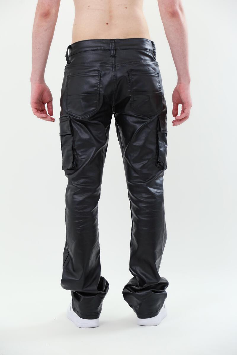 ARMOR JEANS: FAUX LEATHER STACKED JEANS