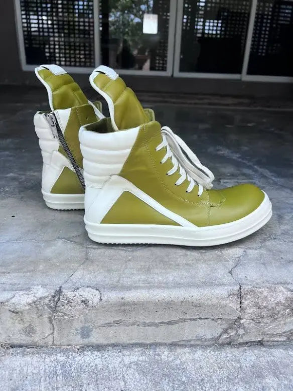 Rick Owens: Geobaskets sneakers Green/Off White