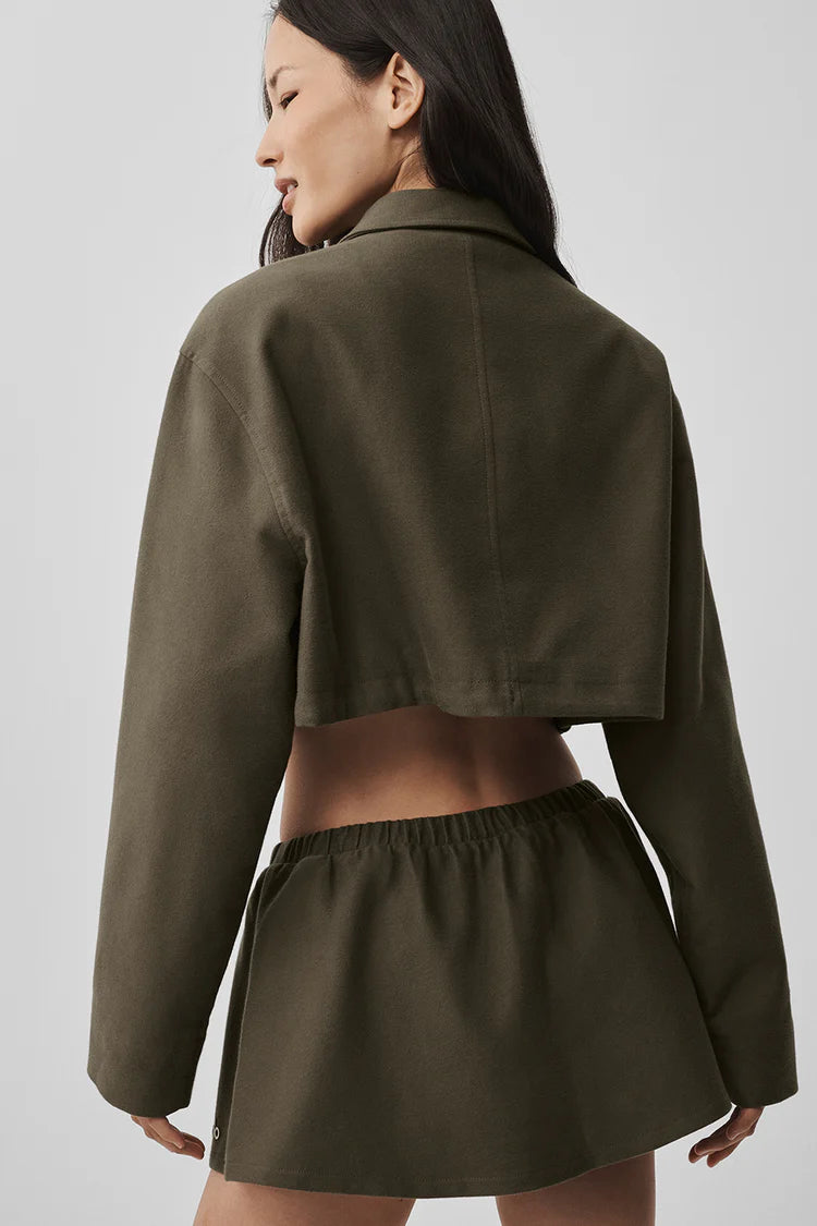 Alo: Cropped Fan Favorite Full Zip Jacket Olive Tree