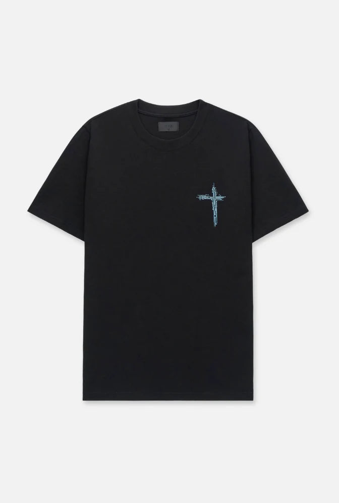 RTA: LIAM REGULAR FIT SHORT SLEEVE TEE BLACK CIRCUIT CROSS