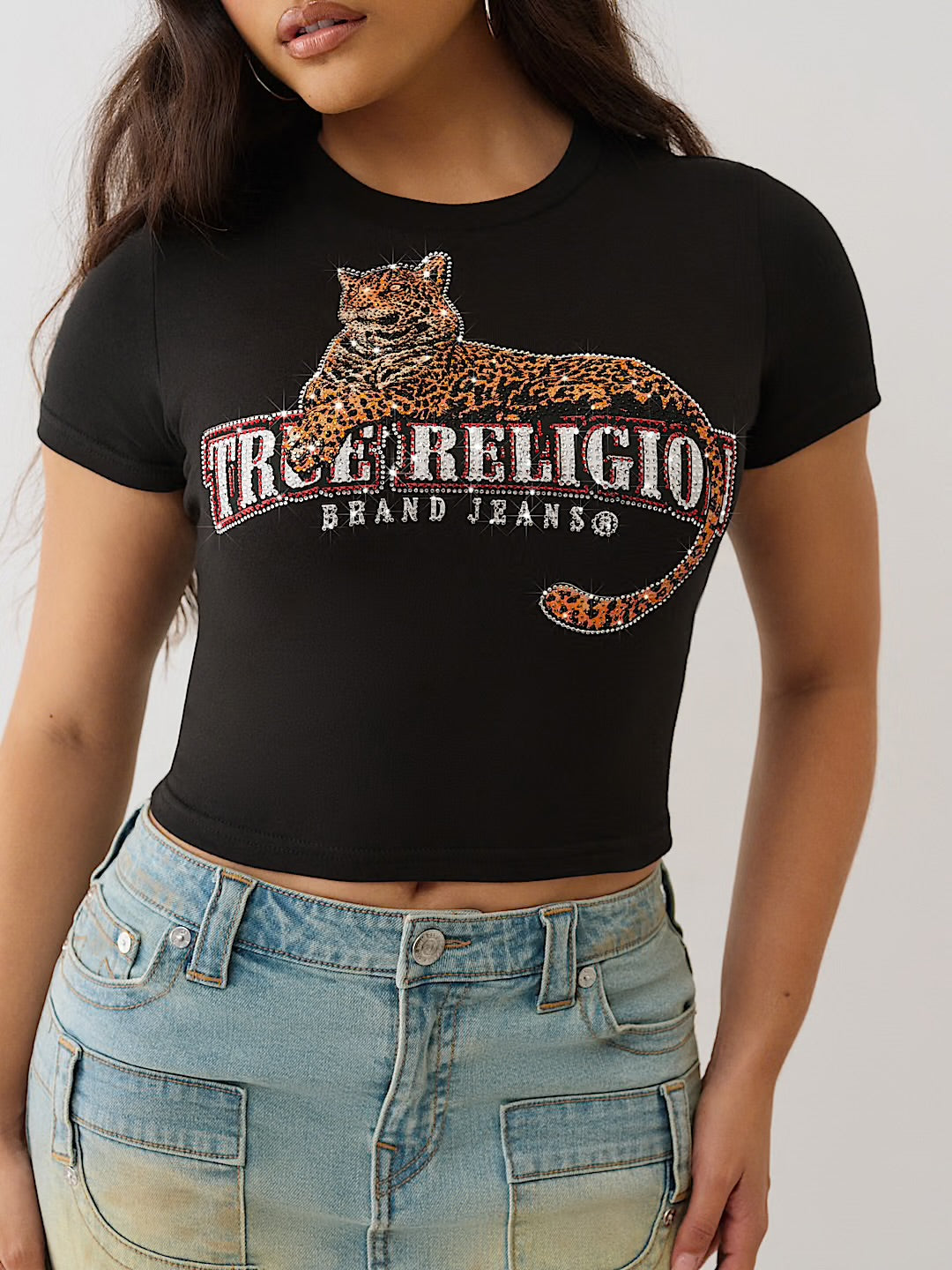 TRUE RELIGION :
Crystal Leopard Shirt black