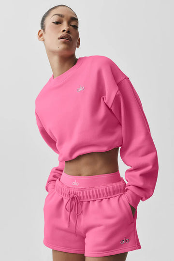 ALO: Cropped Accolade Crewneck Paradise Pink