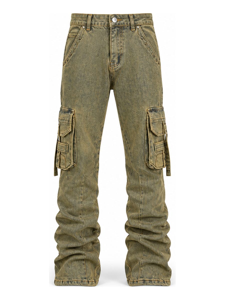 ARMOR JEANS: MULTI POCKET STACKED JEANS WITH STUD (VINTAGE)