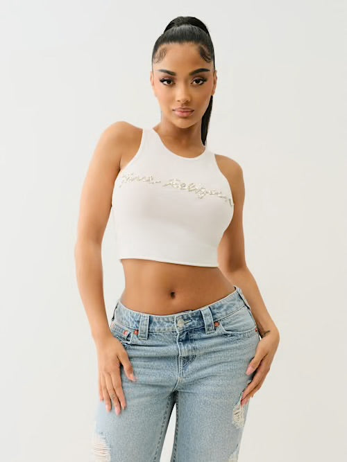 TRUE RELIGION : WHITE CRYSTAL TANK
