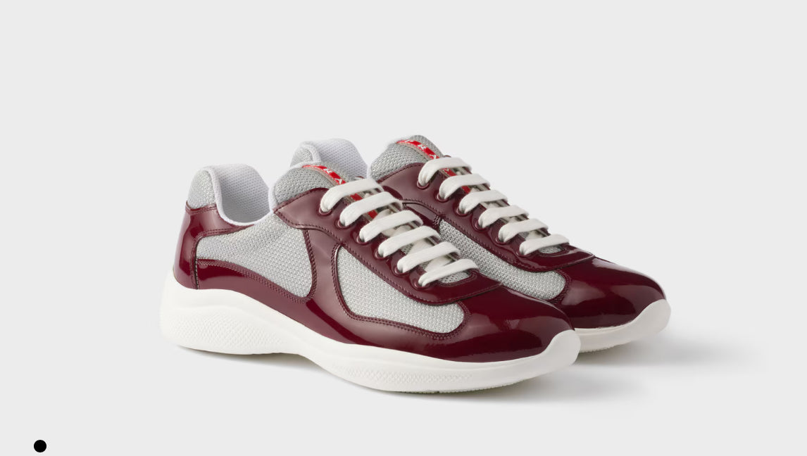 Prada America's Cup Sneakers: Burgundy-Silver