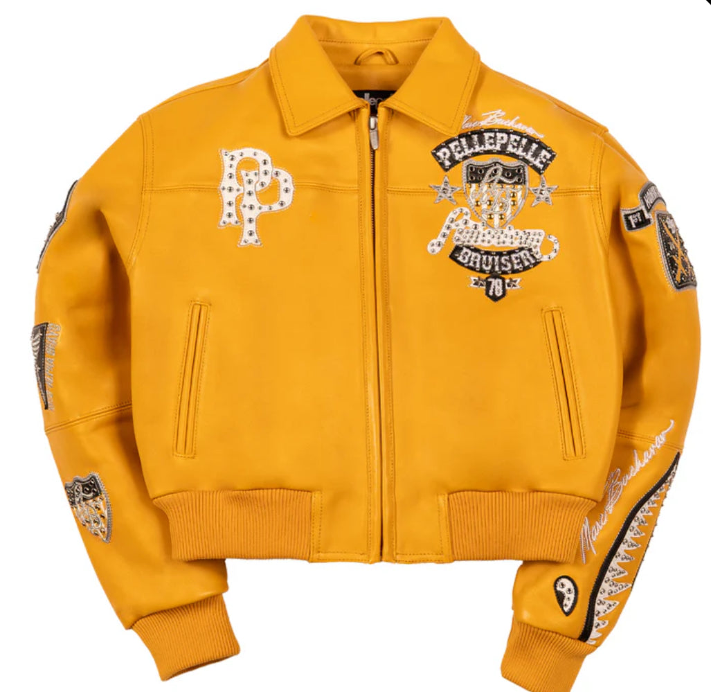 PELLE PELLE: American Bruiser Yellow Cropped Jacket | Women