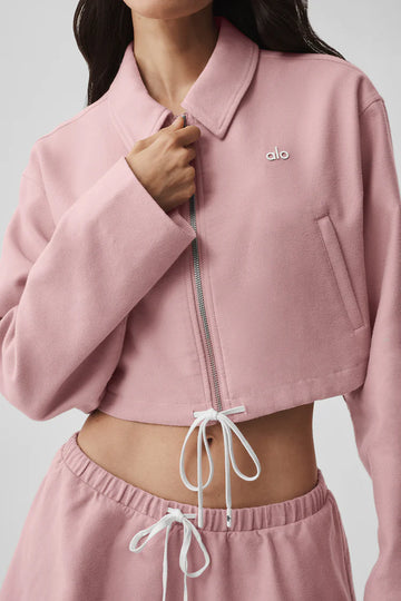 Alo: Cropped Fan Favorite Full Zip Jacket Vintage Pink
