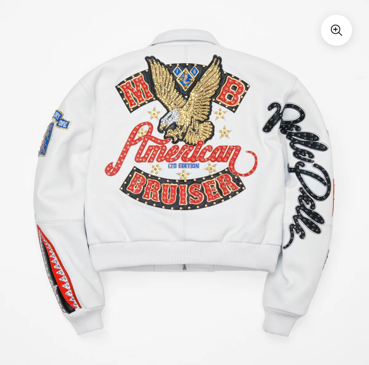 Pelle pelle : womens cropped bruiser white leather