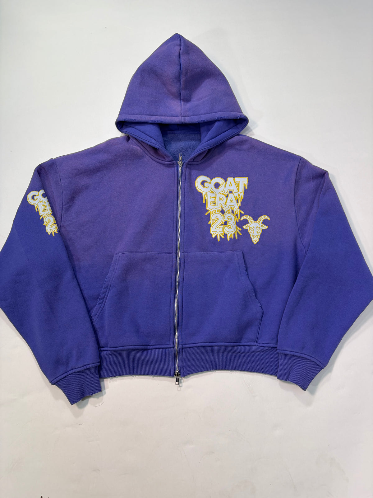GOAT ERA: PURPLE/YELLOW ZIP UP HOODIE