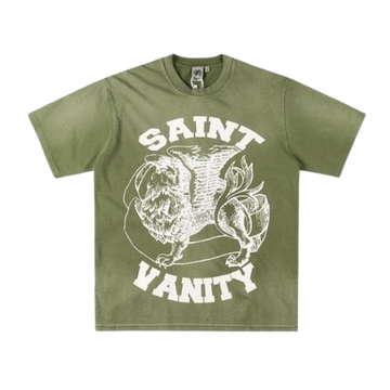 Saint Vanity:White Griffin Washed Olive T-Shirt