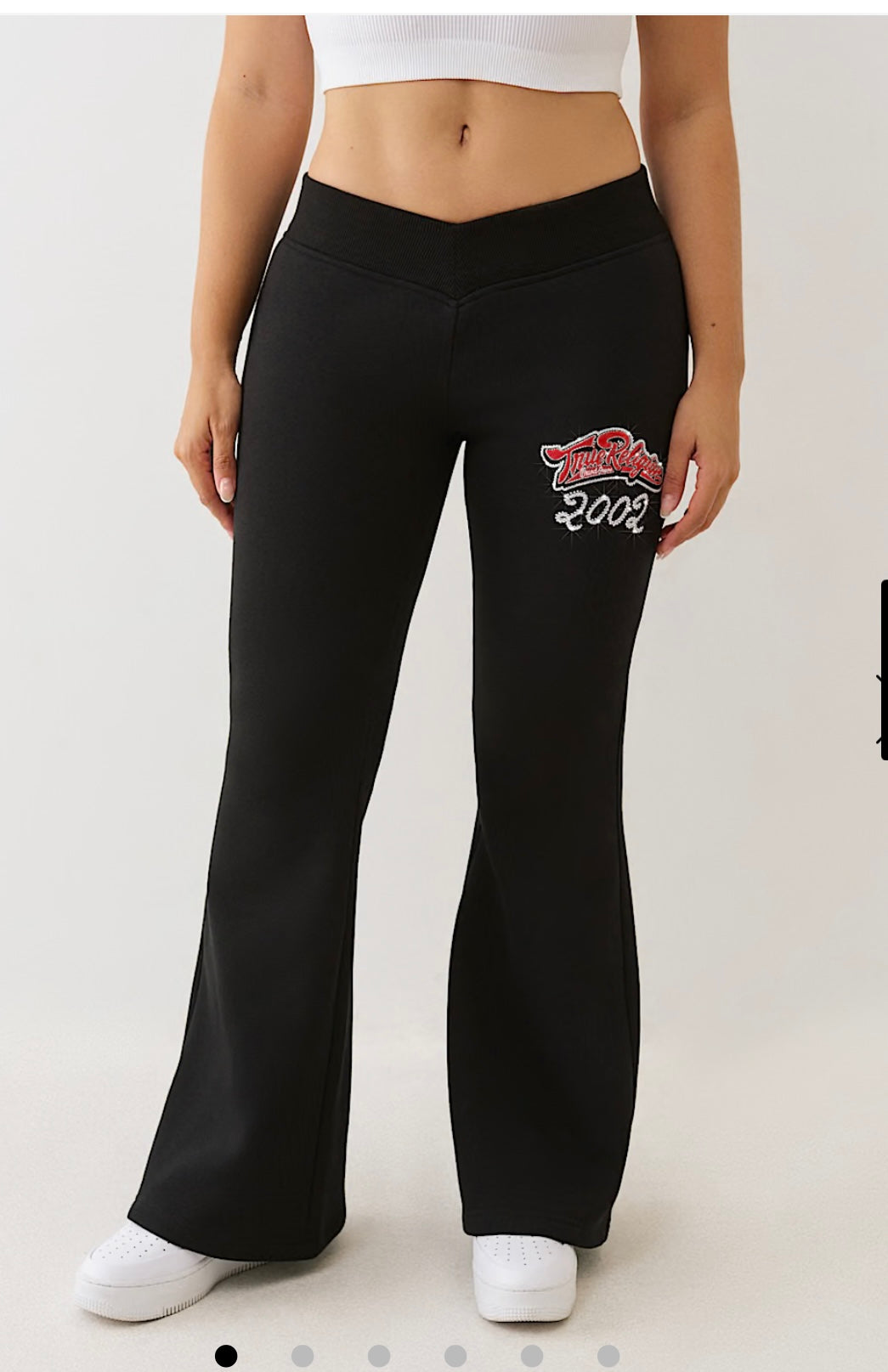 TRUE RELIGION :
 Black V Waistband Flare Pants