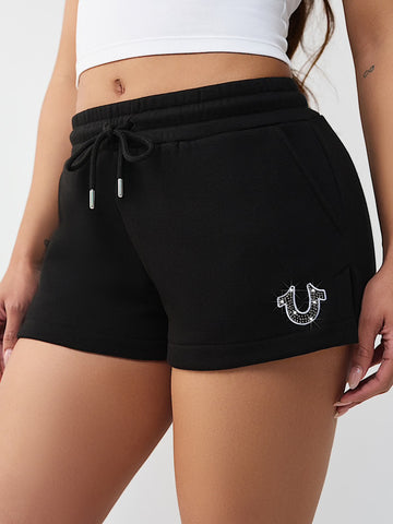 True Religion:Crystal Embroidered Lounge Short